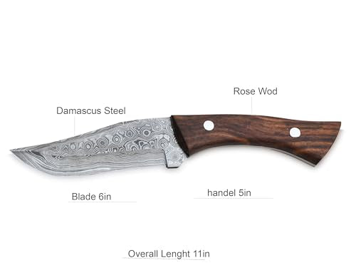 Viking Heritage Skinner Knife – Expertly Crafted with Damascus steel for Precision Hunting and Field Dressing: Embrace the Timeless Elegance of Craftsmanship with this Razor-Sharp