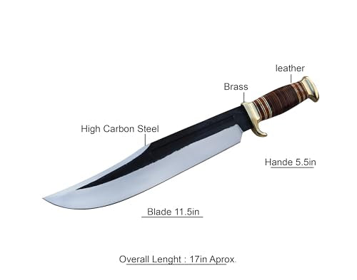 17-Inch Premium High Carbon Steel Crocodile dundee knife - 11.5 Inch Extremely Sharp Full Tang Blade with 5.5 Inch Handle for Hunting and Self-Defense