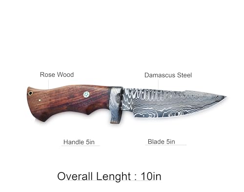 Viking Heritage Skinner Knife Expertly Crafted with Damascus steel for Precision Hunting and Field Dressing: Embrace the Timeless Elegance of Craftsmanship with this Razor-Sharp Blade