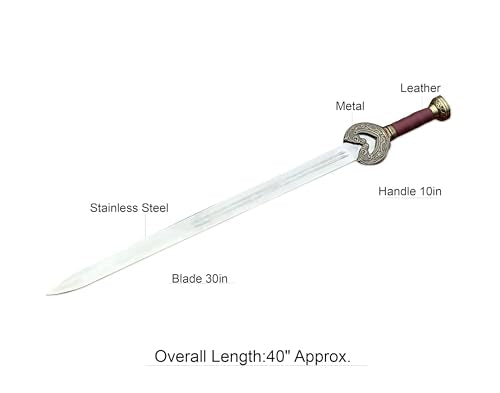 King Theoden's Sword Herugrim from The Lord of The Rings Series | Hand Forged Stainless Steel Blade | Wall Mounting Plaque & Scabbard Included | LOTR Collectors Piece