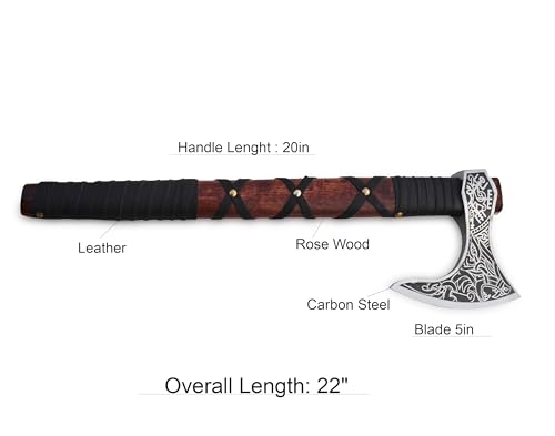 Exquisite Handmade Viking Axe - Ideal for Collectors & Enthusiasts | Authentic, Artisan-Crafted | Medieval Styled Axe with Durable and Robust High Carbon Steel (GC-AX06)