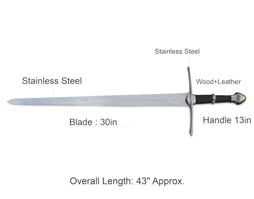 The Lord of The Rings Sword Strider | Authentic Stainless Steel Sword | Hand Forged Steel Sword with Leather Handle | Wall Mounting Plaque & Scabbard Included | LOTR Collectors Piece