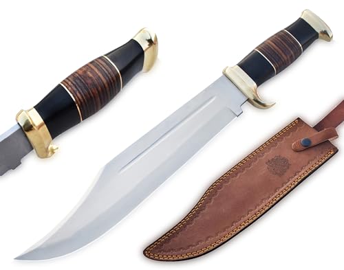 17-Inch Premium High Carbon Steel Crocodile dundee knife - 11.5 Inch Exceptionally Sharp Fixed Blade with 5.5 Inch Handle for Hunting and Self-Defense