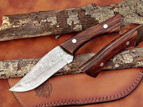 Viking Heritage Skinner Knife – Expertly Crafted with Damascus steel for Precision Hunting and Field Dressing: Embrace the Timeless Elegance of Craftsmanship with this Razor-Sharp