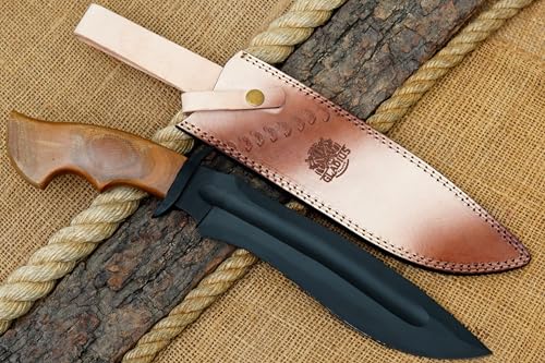 17 inch handcrafted US Marine Corps military knife with Leather sheath, 11-inch J2 Steel Blade with 6-inch wooden handle for Camping, Outdoor, Bush craft