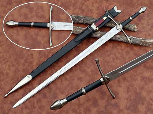 The Lord of The Rings Sword Strider | Authentic Stainless Steel Sword | Hand Forged Steel Sword with Leather Handle | Wall Mounting Plaque & Scabbard Included | LOTR Collectors Piece