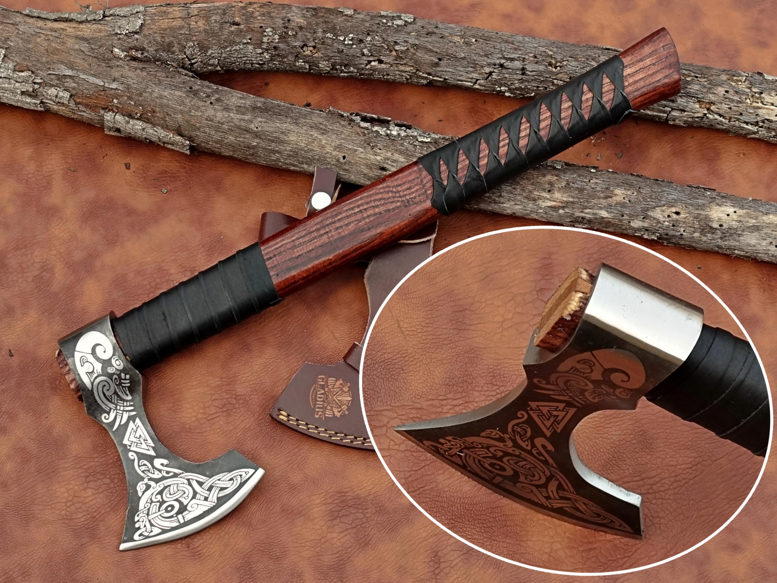 Exquisite Handmade Viking Axe - Ideal for Collectors & Enthusiasts | Authentic, Artisan-Crafted | Medieval Styled Axe with Durable and Robust High Carbon Steel (GC-AX08)