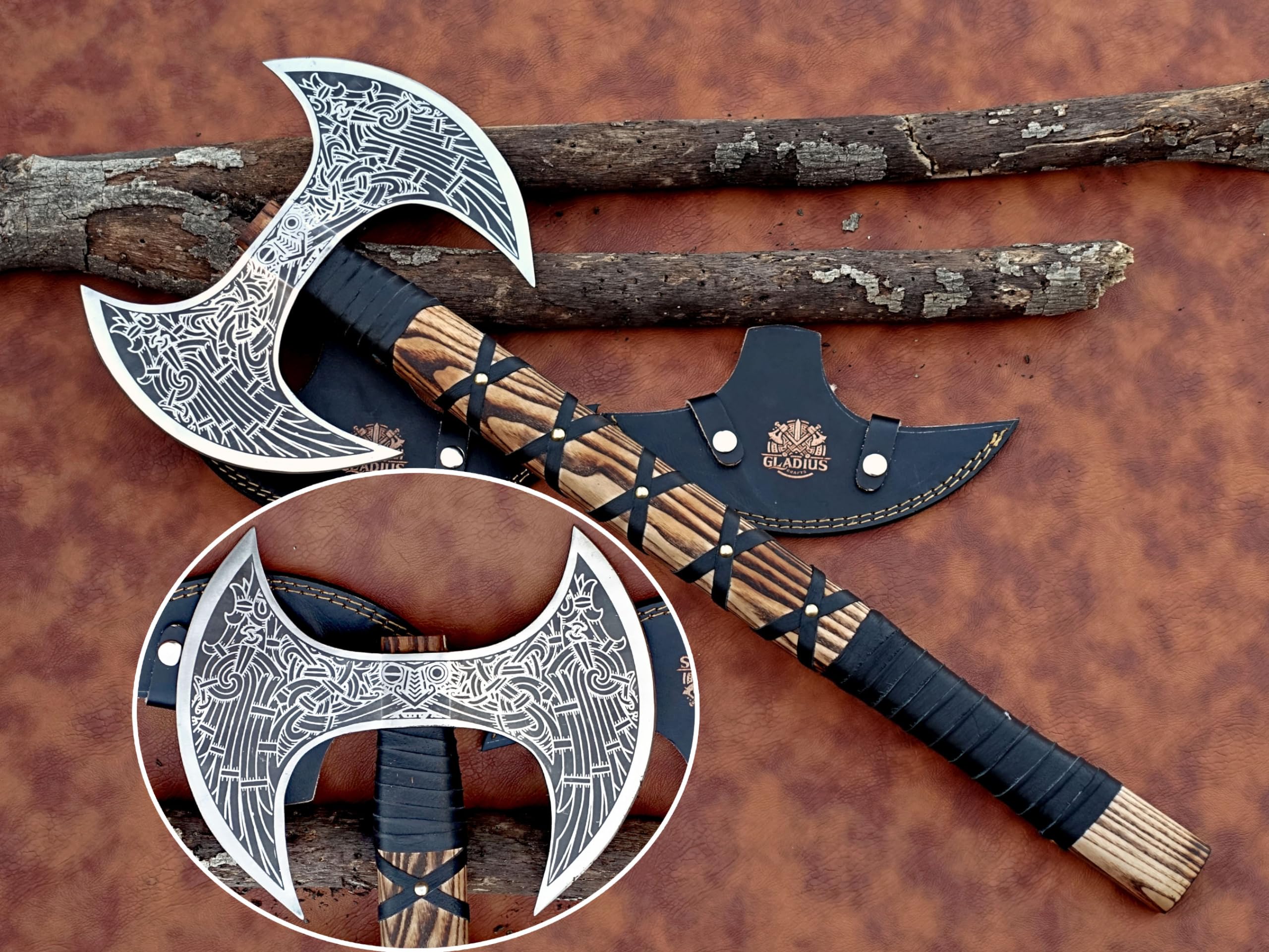 Exquisite Handmade Viking Axe - Ideal for Collectors & Enthusiasts | Authentic, Artisan-Crafted | Medieval Styled Axe with Durable and Robust High Carbon Steel (GC-AX15)